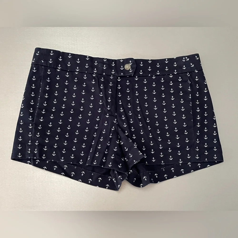 J.Crew  Navy & White Anchor Print Shorts 6